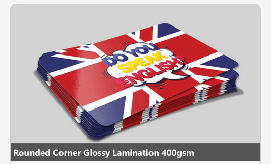 Rounded Corner Glossy Lamination 400gsm, 1000pc with Free Design