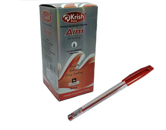 Krish Aim Ball Pen Red 50pcs
