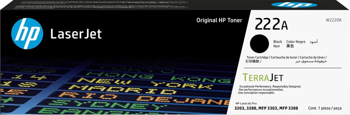 HP 222A Black Original LaserJet Toner Cartridge | Compactible with HP LaserJet Pro 3203, 3288, MFP 3303, MFP 3388 Printer Series