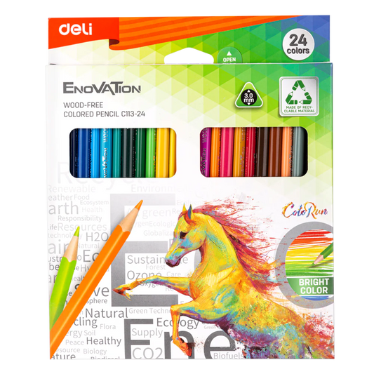DELI ENOVATION WOOD FREE COLORED PENCIL C113-24 3.0 MM 24 COLOURS