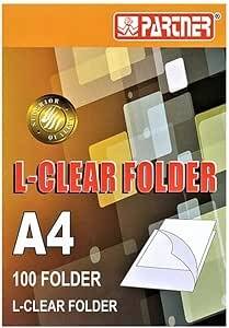 PARTNER 100‑Piece A4 L‑Shape Folder Box (Clear)