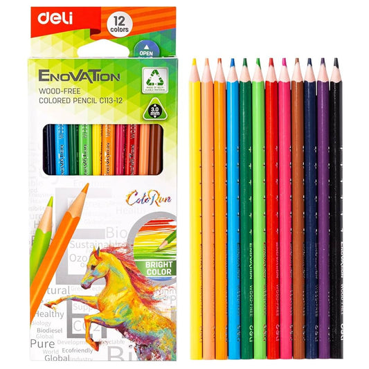 FABER CASTELL ENOVATION WOOD FREE COLOURED PENCIL C113-12 -12 COLOURS