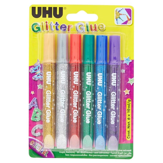 UHU GLITTER GLUE ORIGINAL 6X10ML