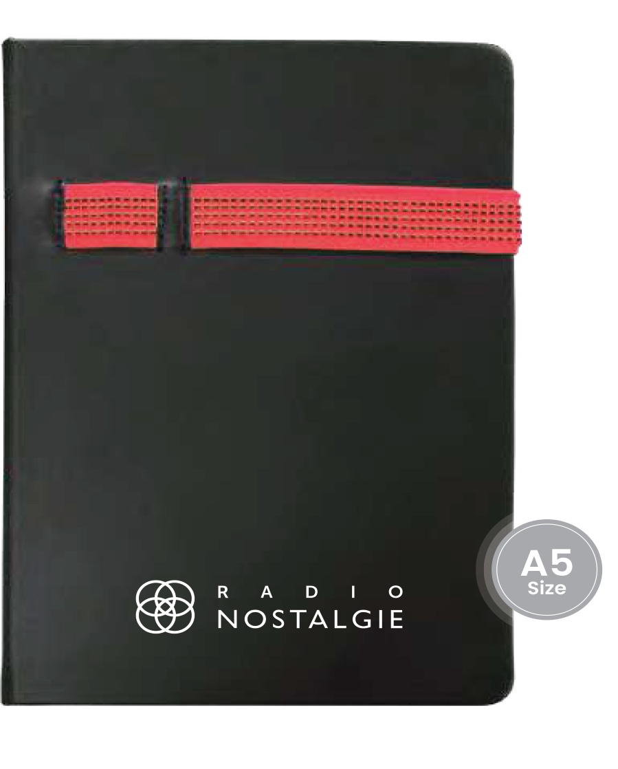 A5 SIZE PU LEATHER NOTEBOOK WITH ELASTIC BAND
