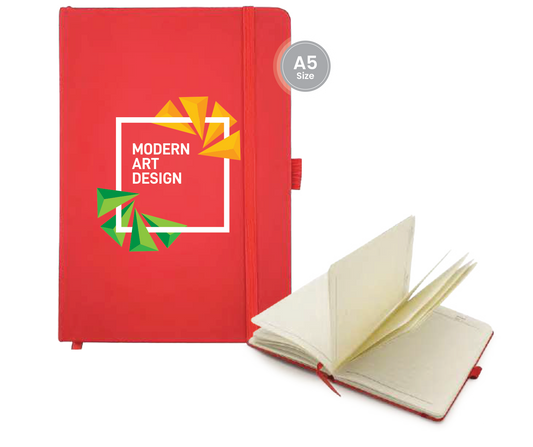 A5 SIZE PU LEATHER NOTEBOOK WITH ELASTIC BAND & PEN HOLDER