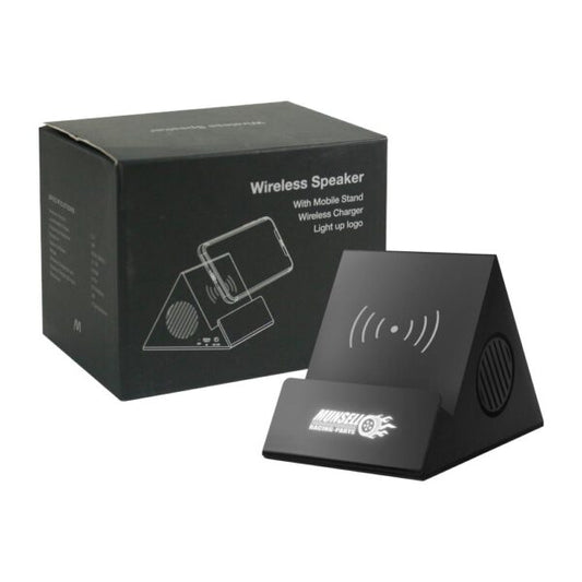 Light-up Logo Bluetooth Speaker & 5W Wireless Charger ( “Your Brand • Your Print • Your Style.” ) All printing available