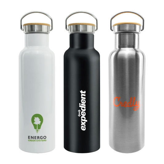 Stainless Steel Bamboo Flask ( “Your Brand • Your Print • Your Style.” ) All printing available