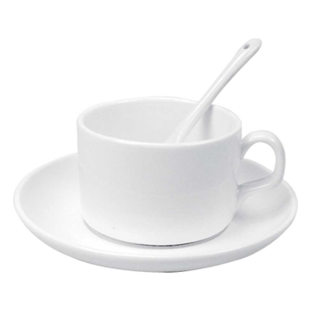 Ceramic Saucer Teacups with Spoon ( “Your Brand • Your Print • Your Style.” ) All printing available