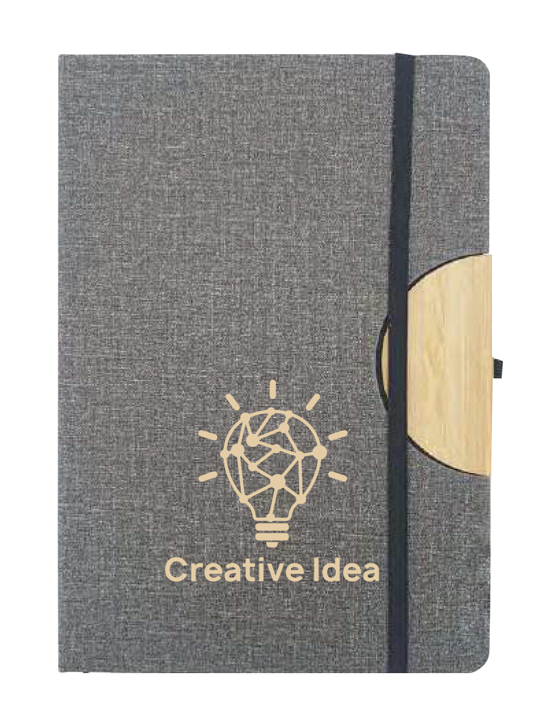 FABRIC COVER NOTEBOOK WITH A TOUCH OF BAMBOO MATERIAL