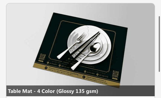 Table Mat - 4 Color (Glossy 135 gsm)Size-A3,1000pcs with Free Design