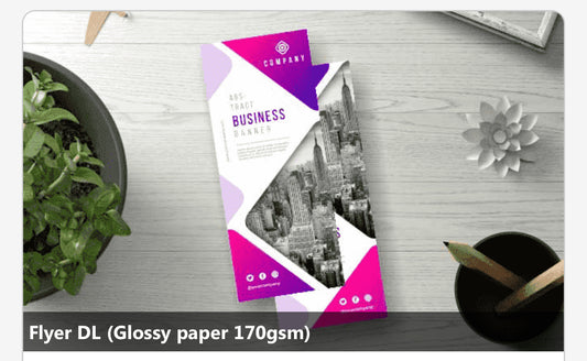 Flyer DL (Glossy paper 170gsm)1000Pcs, With Free Design