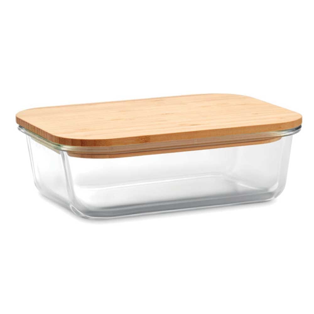 Glass Lunch Box with Bamboo Lid ( “Your Brand • Your Print • Your Style.” ) All printing available