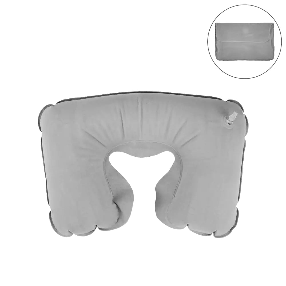 Inflatable Neck Pillow with Pouch – Grey ( “Your Brand • Your Print • Your Style.” ) All printing available