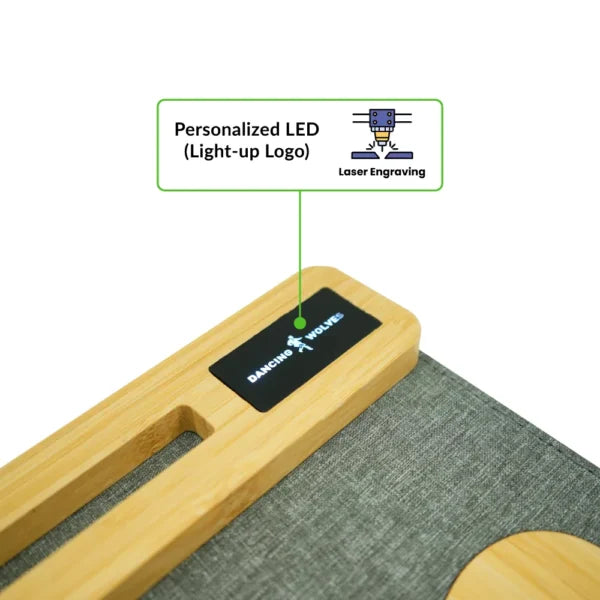 Multi-Function Mousepad, 15W Fast Wireless Charger & LED Logo ( “Custom Prints That Travel with You.” )
