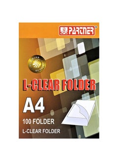 PARTNER 100‑Piece A4 L‑Shape Folder Box (Clear)