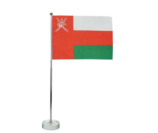 Flag with Metal Pole & Clear Glass Round Base ( “Your Brand • Your Print • Your Style.” ) All printing available