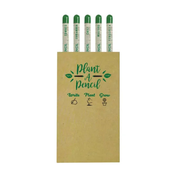 Plantable A Pencils Set Seeds Tomato Coriander Chili Mustard Fenugreek ( “Your Brand • Your Print • Your Style.” ) All printing available