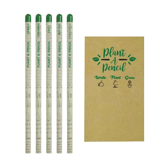Plantable A Pencils Set Seeds Tomato Coriander Chili Mustard Fenugreek ( “Your Brand • Your Print • Your Style.” ) All printing available