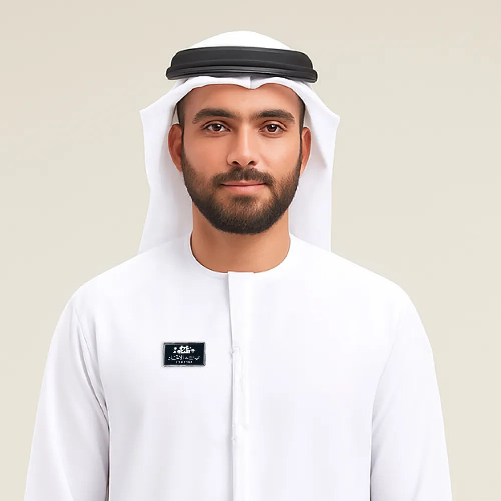 Rectangular Flat Metal Badges with Magnet Attachment ( “Your Brand • Your Print • Your Style.” ) All printing available