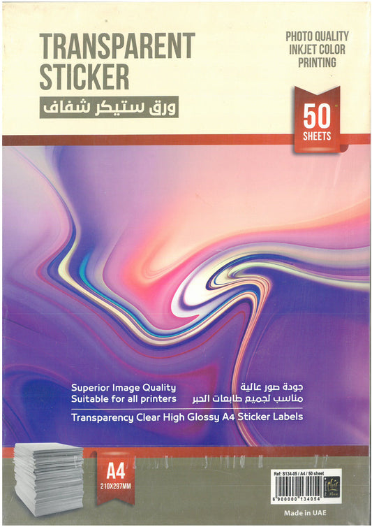 TRANSPERENT STICKER FOR INK JET COLOUR PRINTER 50 SHEETS