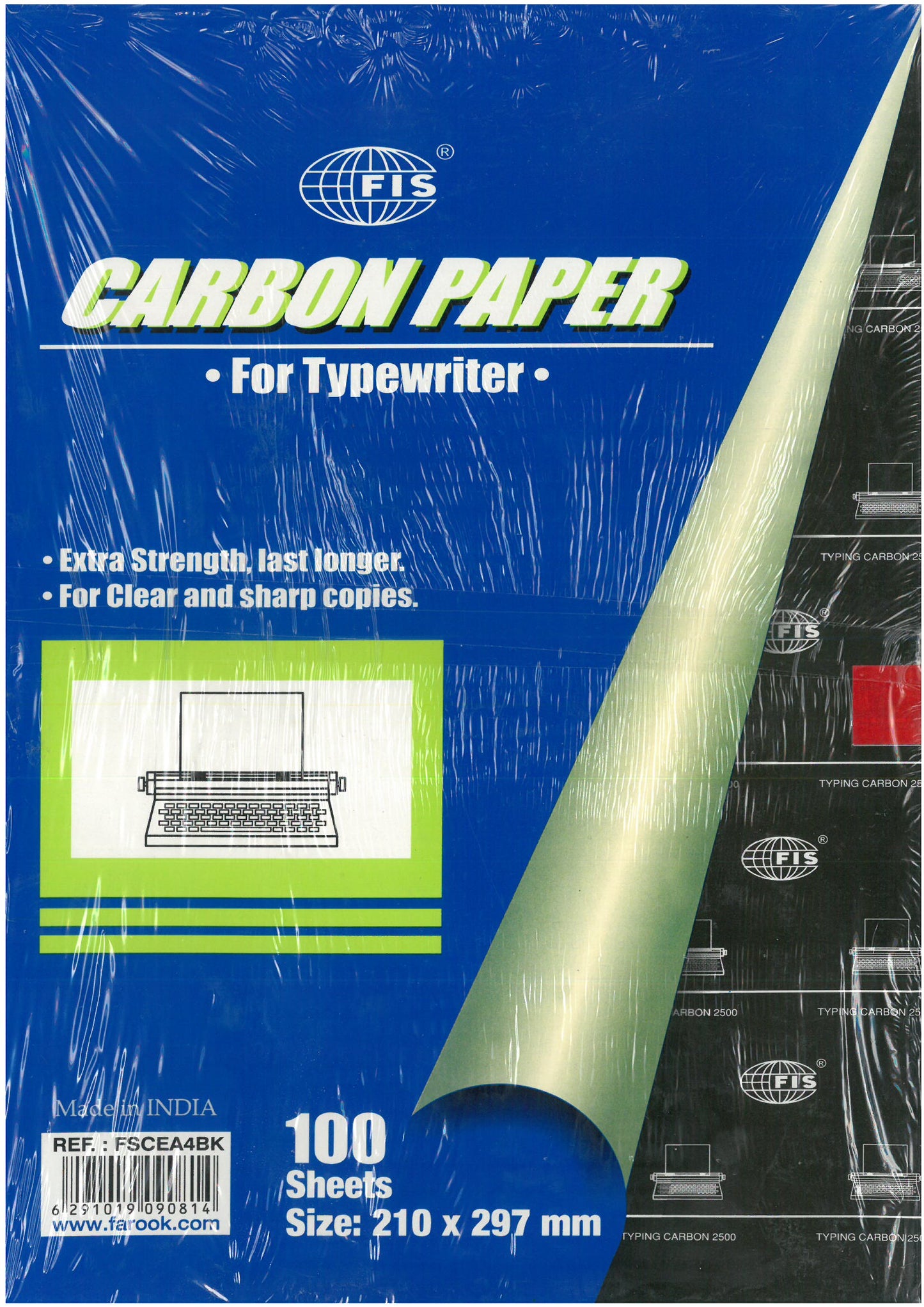 FIS CARBON PAPER FOR HAND WRITING 100 SHEETS A4 BLUE AND BLACK