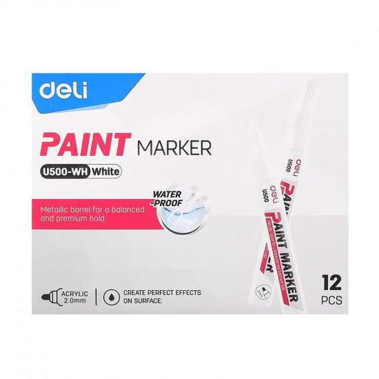 Deli Paint Marker U‑500 WH (White): 12 PCS BOX
