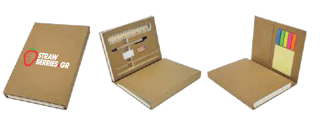 TRI-FOLD WRITING SET WITH STRAP CLOSURE