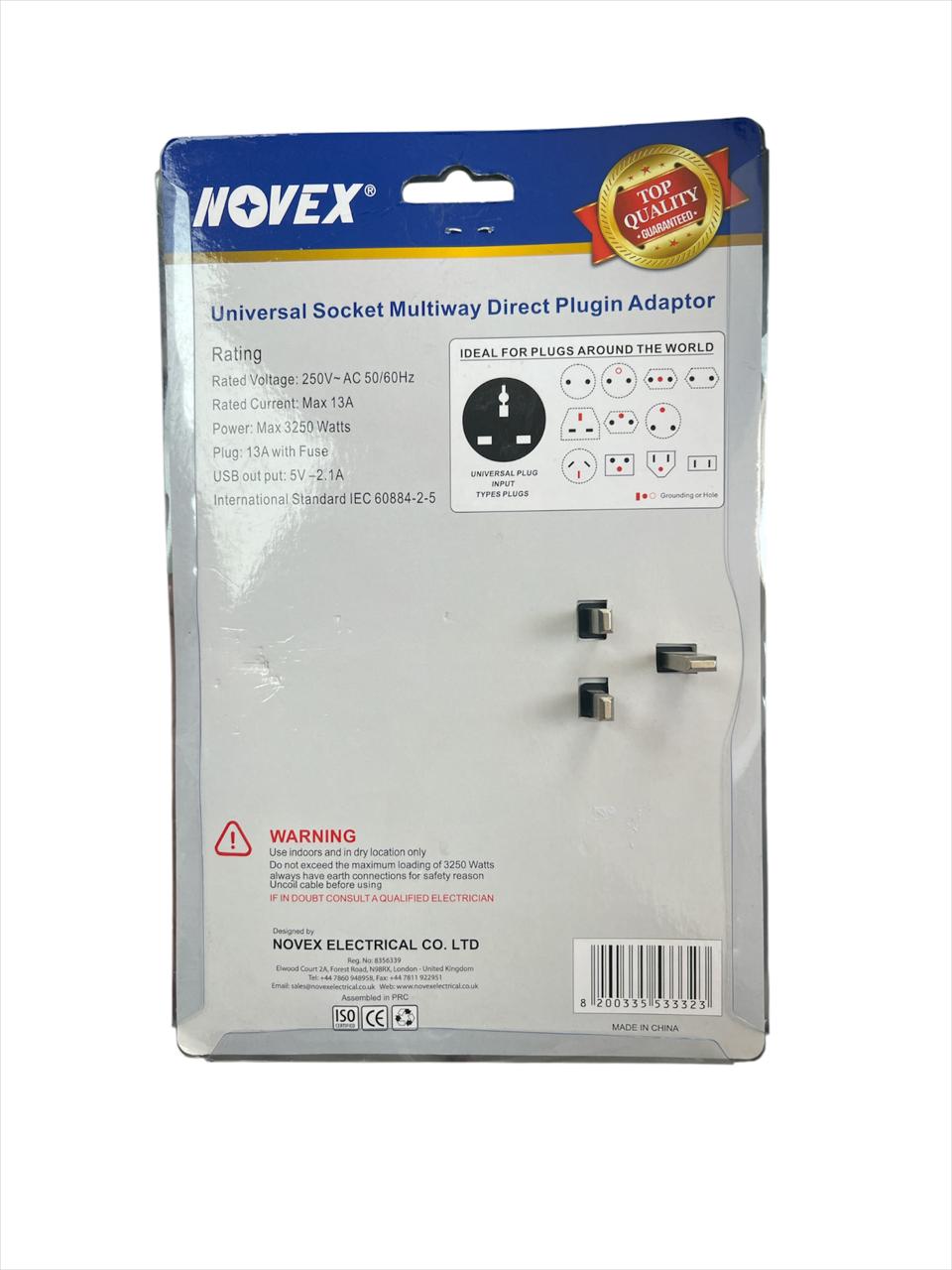 NOVEX UNIVERAL SOCKET WITH 2 USB