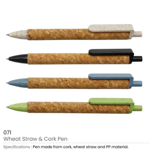 Wheat Straw and Cork Pens ( “Your Brand • Your Print • Your Style.” ) All printing available
