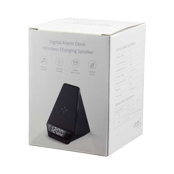 Wireless Charger BT Speaker with Clock & Light-up Logo