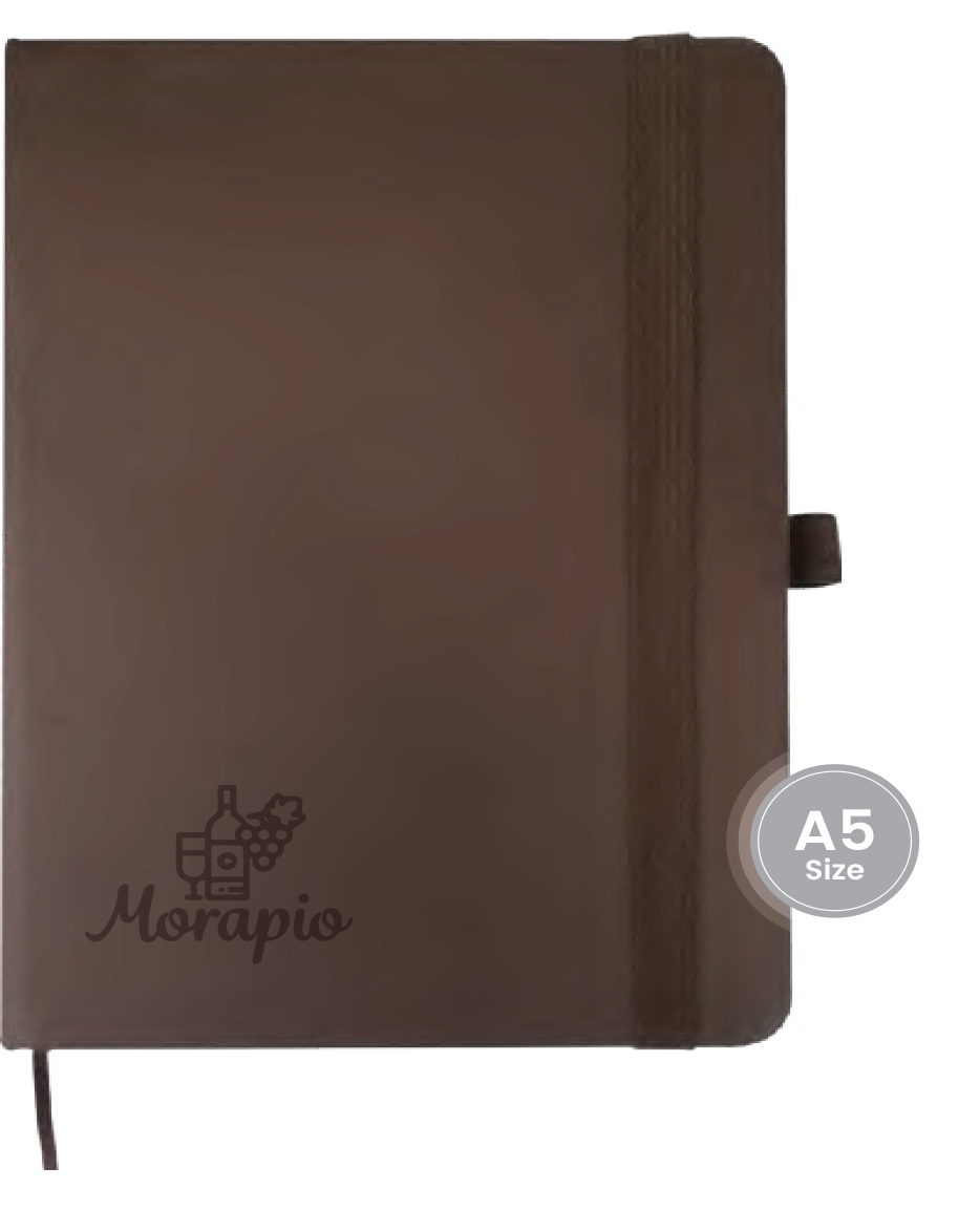 A5 SIZE LEATHER NOTEBOOK WITH ELASTIC BAND & PEN HOLDER