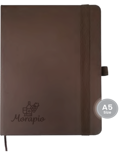 A5 SIZE LEATHER NOTEBOOK WITH ELASTIC BAND & PEN HOLDER
