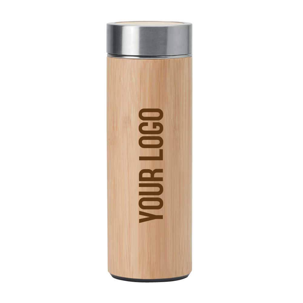 Stainless Steel Bamboo Flask ( “Your Brand • Your Print • Your Style.” ) All printing available