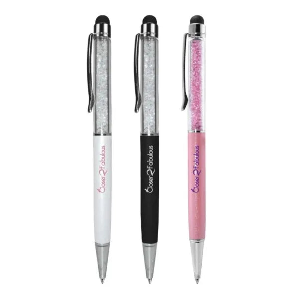 Crystal Pens with Stylus ( “Your Brand • Your Print • Your Style.” ) All printing available