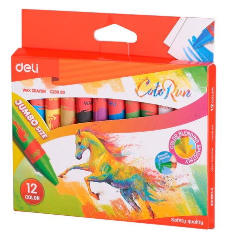 DELI WAX CRAYON C20900 12 COLOR IN A BOX