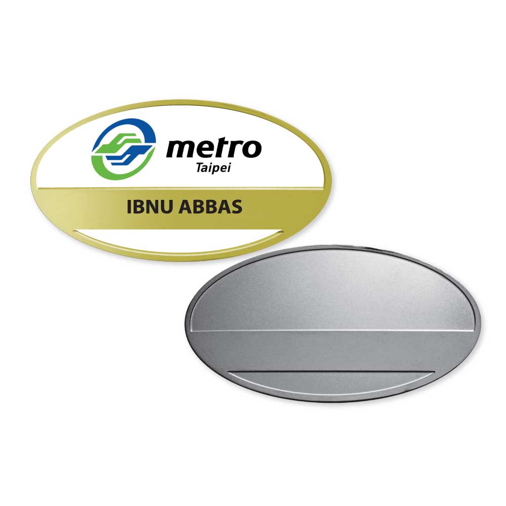 Metal Name Badges ( “Your Brand • Your Print • Your Style.” ) All printing available