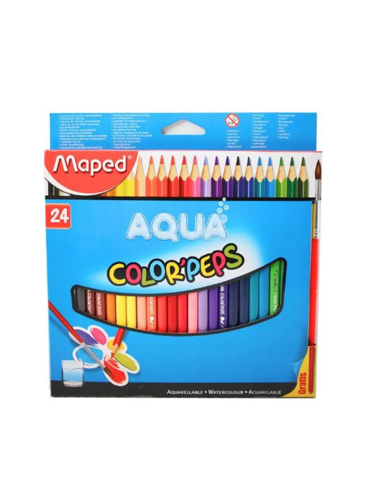 MAPED AQUA COLOR PEPS 24 PCS WITH BRUSH