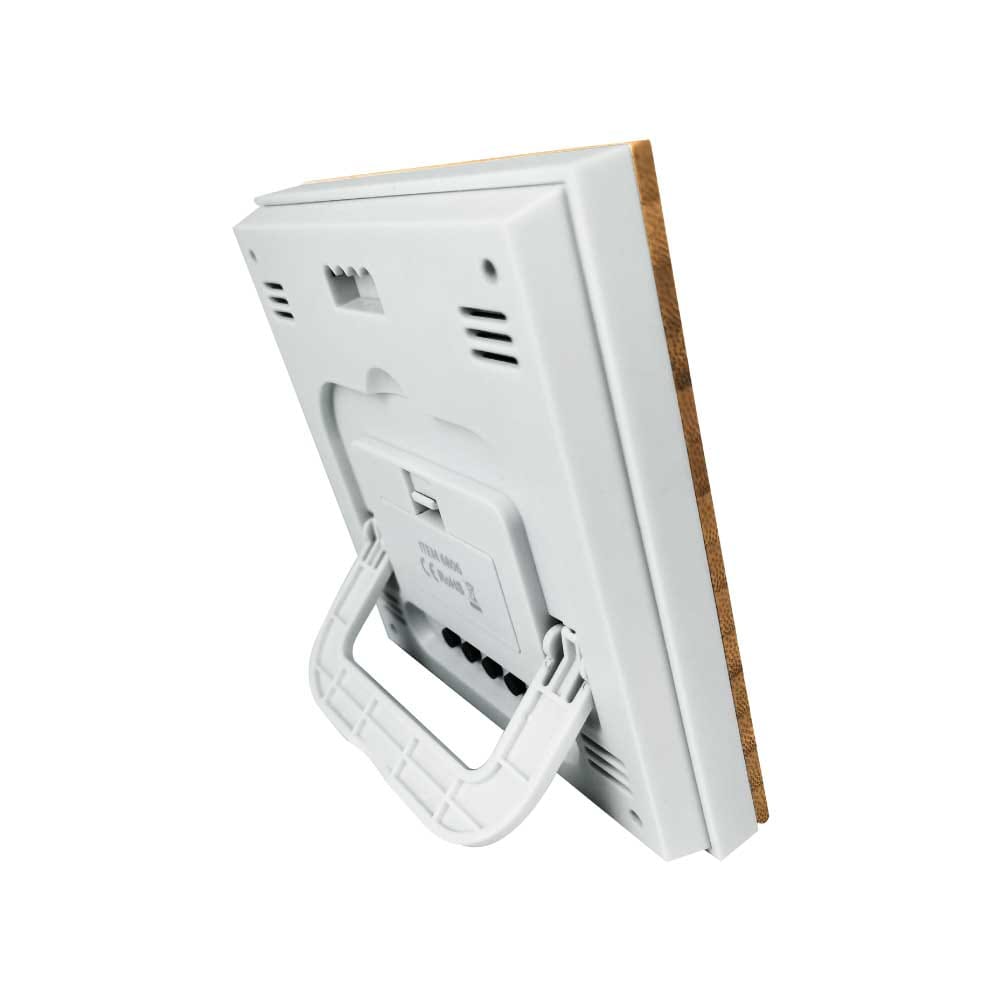 Multi-Function Bamboo Digital Clock with Weather Forecast, Calendar, Alarm, Temperature ( “Your Brand • Your Print • Your Style.” ) All printing available