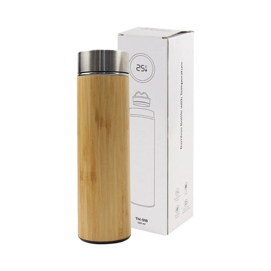 Bamboo Flask with Temperature Display ( “Your Brand • Your Print • Your Style.” ) All printing available