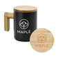 Black Ceramic Coffee Mugs with Bamboo Handle and Lid ( “Your Brand • Your Print • Your Style.” ) All printing available