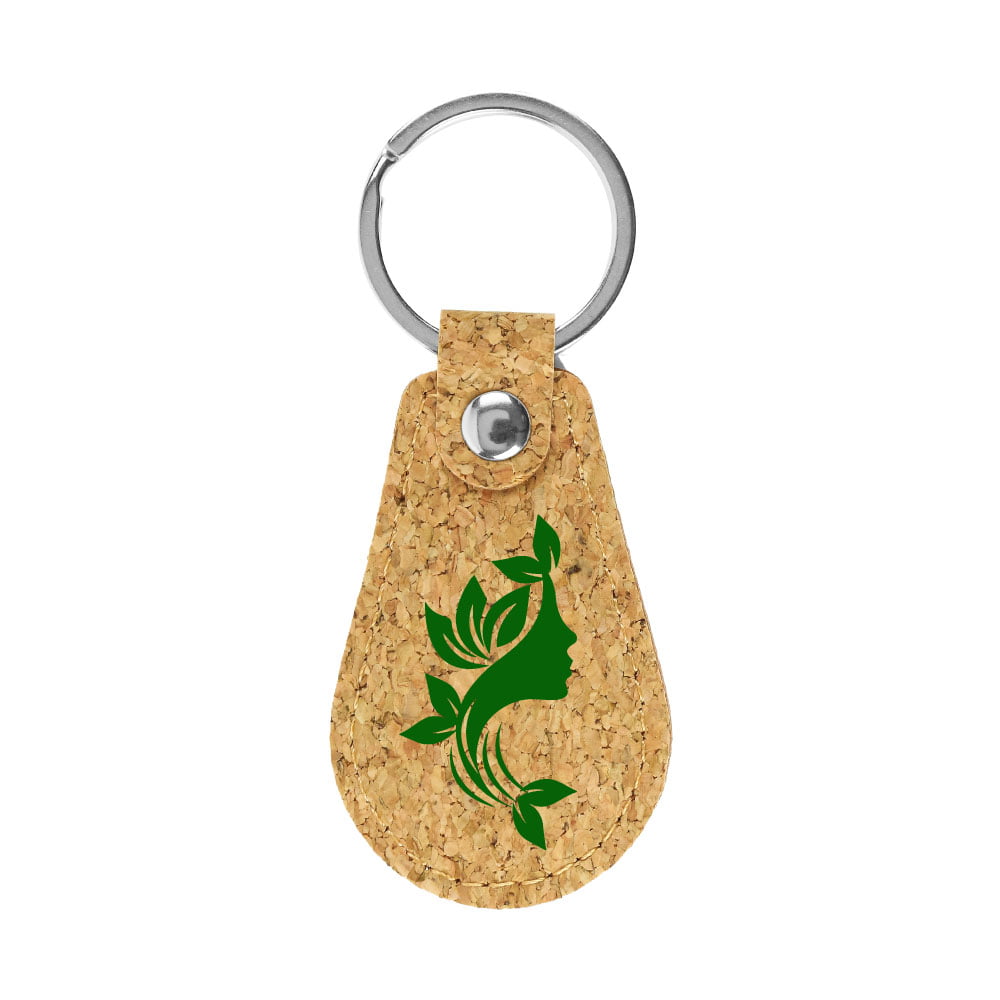 Cork PU Keychains with 32mm Metal Flat Key Ring ( “Your Brand • Your Print • Your Style.” ) All printing available