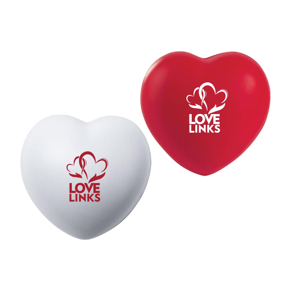 Promotional Heart Shaped Anti-Stress Balls ( “Your Brand • Your Print • Your Style.” ) All printing available
