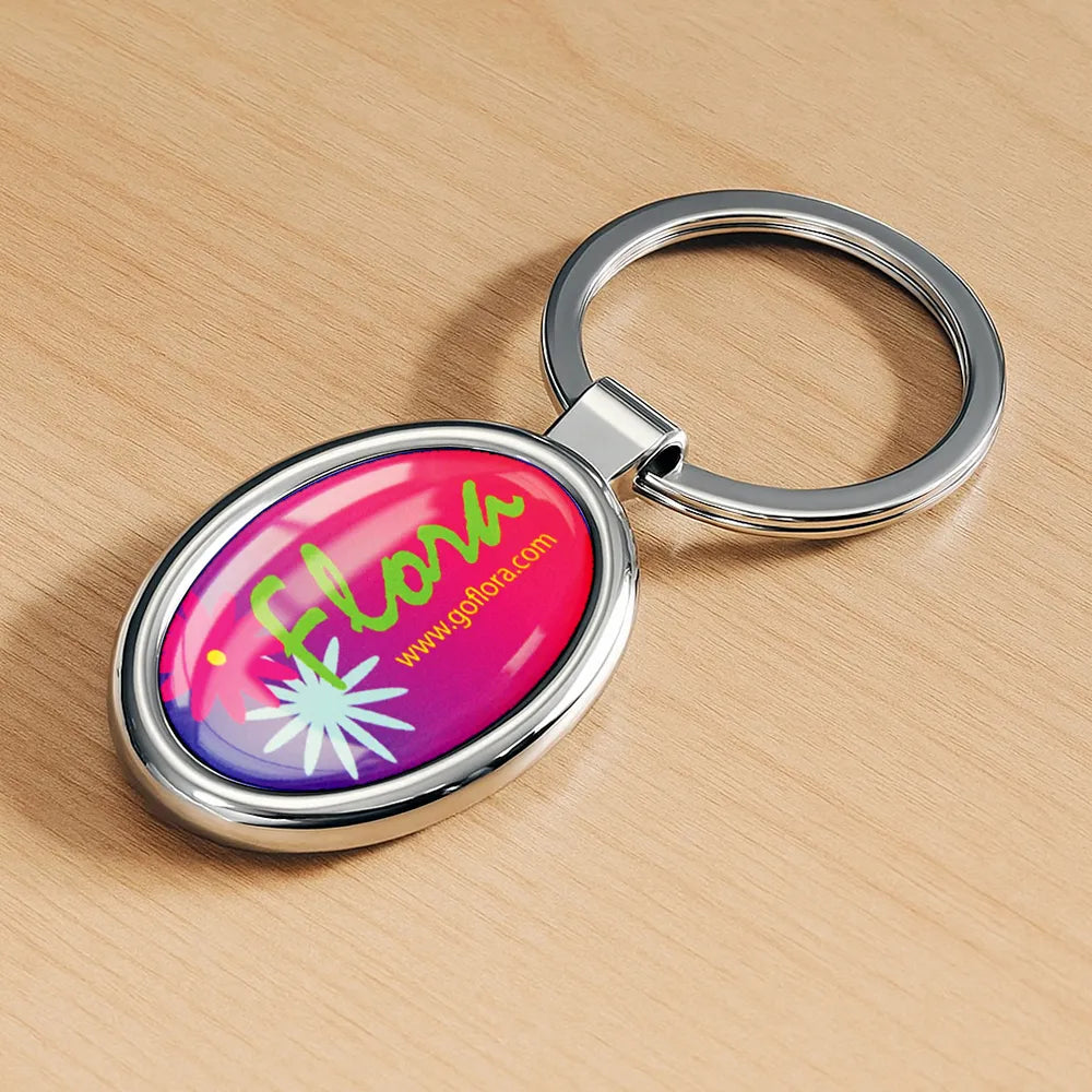 Promotional Oval Metal Keychains ( “Your Brand • Your Print • Your Style.” ) All printing available