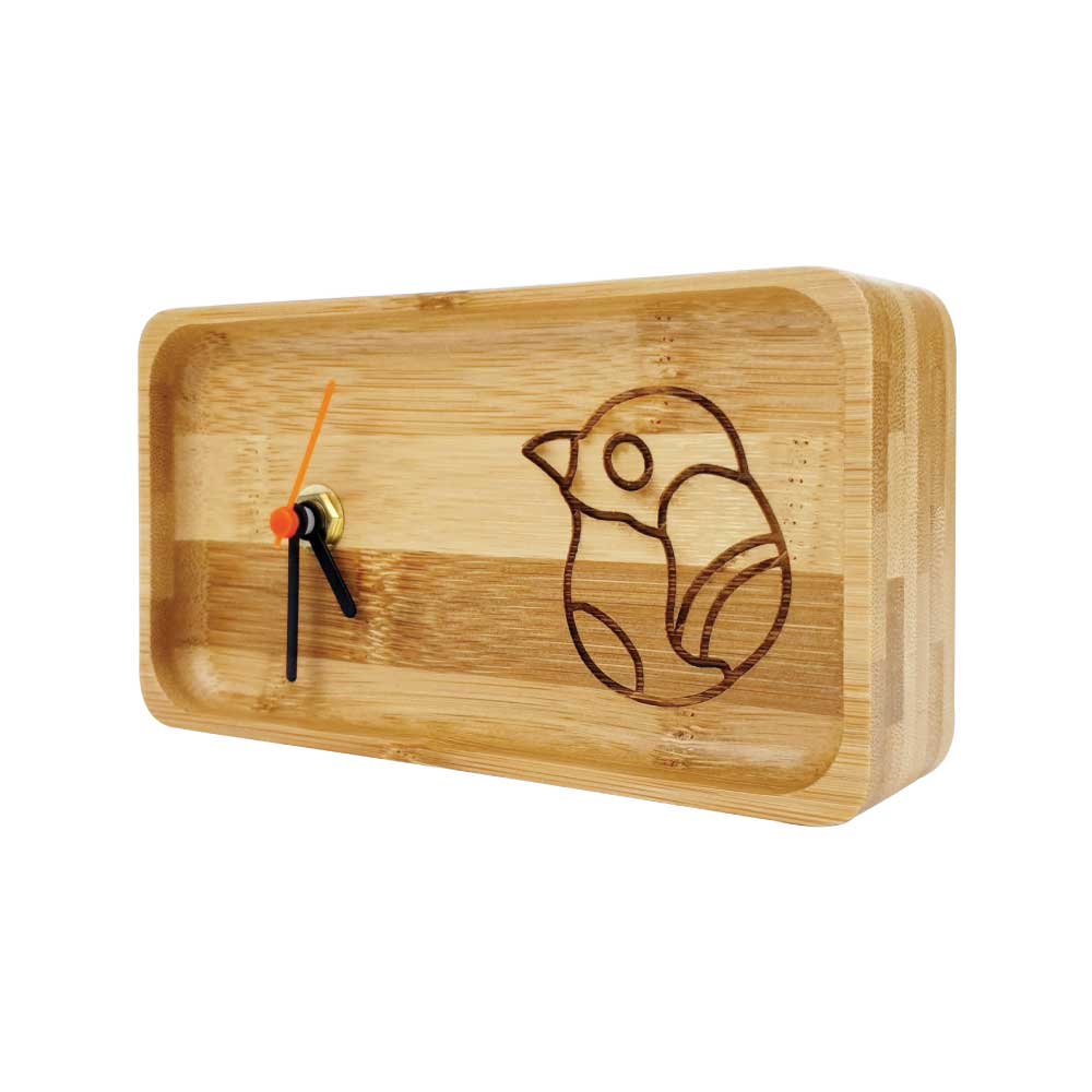 Eco-Friendly Rectangular Bamboo Desk Clock ( “Your Brand • Your Print • Your Style.” ) All printing available