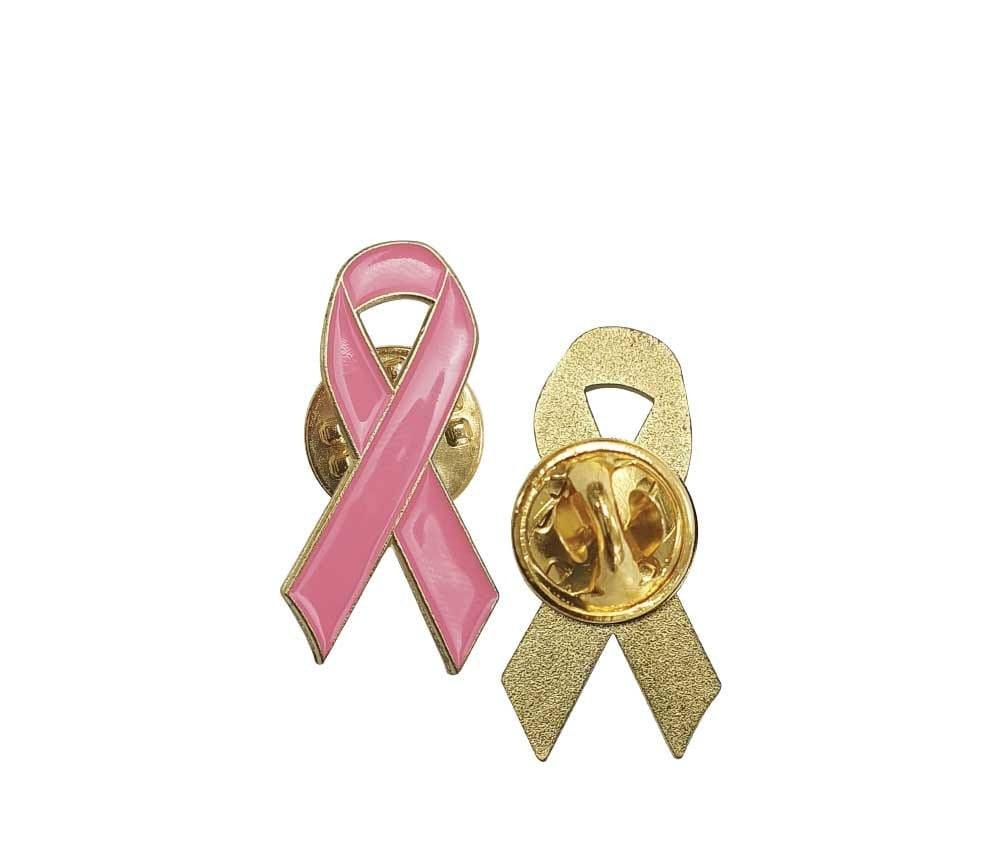Breast Cancer Awareness Badges with Pin / Gold Magnet ( “Your Brand • Your Print • Your Style.” ) All printing available