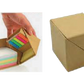 CARDBOARD BOX WHICH FLIPS OPEN TO REVEAL A HANDY STICKY NOTE SET