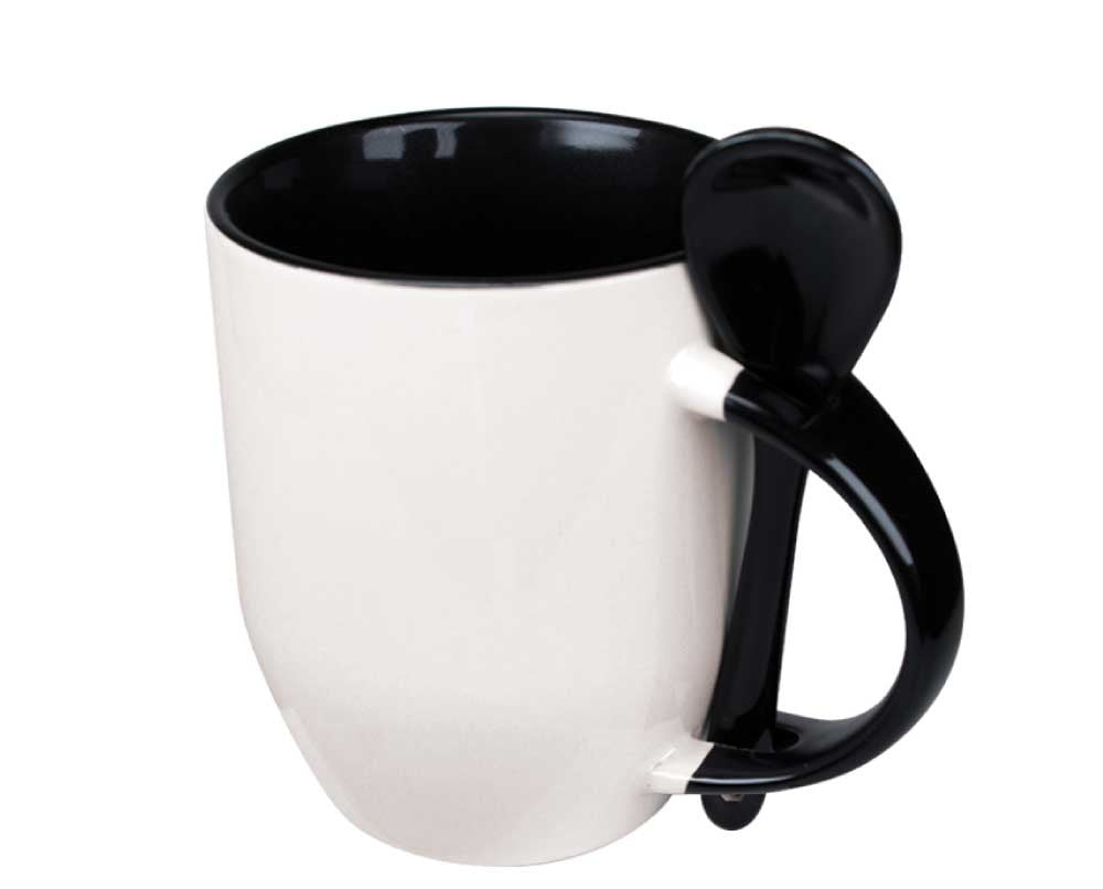 Two-Tone Ceramic Mugs with Spoon 11 oz ( “Your Brand • Your Print • Your Style.” ) All printing available