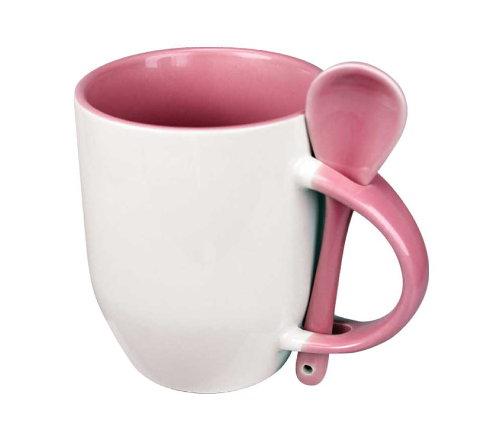Two-Tone Ceramic Mugs with Spoon 11 oz ( “Your Brand • Your Print • Your Style.” ) All printing available