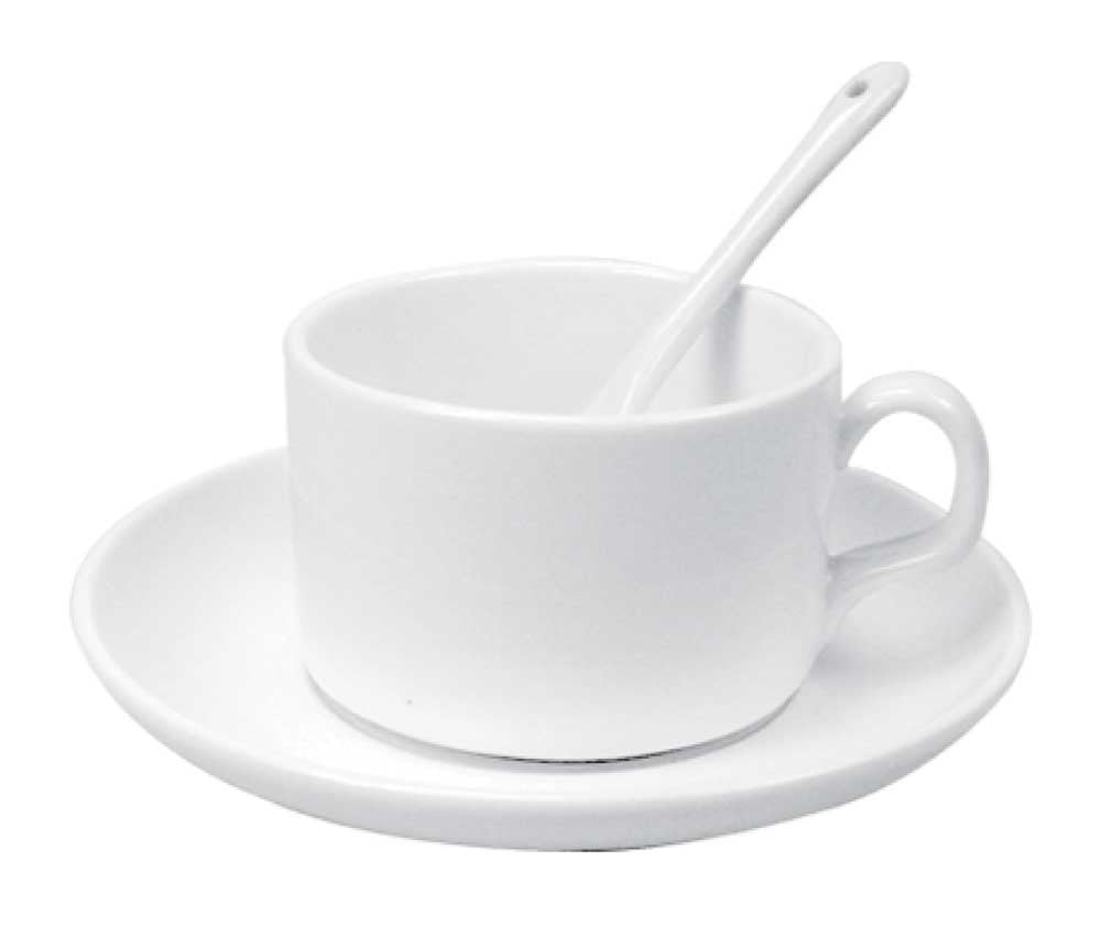Ceramic Saucer Teacups with Spoon ( “Your Brand • Your Print • Your Style.” ) All printing available