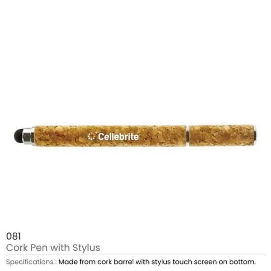 Cork Pens with Stylus ( “Your Brand • Your Print • Your Style.” ) All printing available